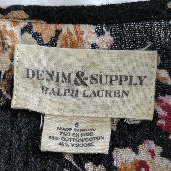 Denim and Supply Ralph Lauren Dress Size 6 Floral Flutter Sleeve Hi-Low hem - Picture 6 of 16